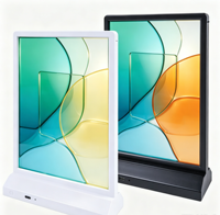 Enseigne lumineuse rechargeable en alliage d'aluminium à haute luminosité, affichage vertical de table double face portable pour carte de menu de thé au lait