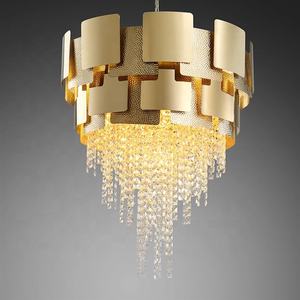 Lámpara colgante de lujo con cuentas de <span class=keywords><strong>cristal</strong></span> para hotel, iluminación moderna, brillante, dorada, para vestíbulo - Product Image 4