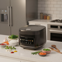 Cuisinière à riz 5L avec cuve intérieure en acier inoxydable, cuisinière à riz numérique intelligente grande capacité, écran tactile intelligent