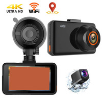 Nueva cámara de salpicadero 4K de 3 pulgadas, portátil, 1600P, WiFi, caja negra para coche, con cámara Doble GPS, ventosa, pantalla IPS, memoria de tarjeta TF