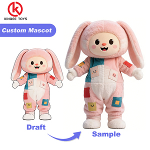Kinqee Custom Cartoon Character Cute <strong>Rabbit</strong> Bunny Mascot <strong>Costume</strong> Animal Halloween Party Mascot Suit Fancy Dress - Product Image 5