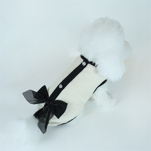 ชุดเดรสแมวและสุนัขติดโบว์สีดำและสีขาวแบบทันสมัยเสื้อกั๊กและกระโปรงฤดูหนาวน่ารักทำจากโพลีเอสเตอร์สำหรับใช้ในฤดูร้อน - Product Image 5