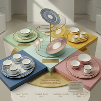 Service de vaisselle en céramique géométrique moderne, assiettes et bols colorés en porcelaine fine, ensemble tasse à café et soucoupe, vente en gros