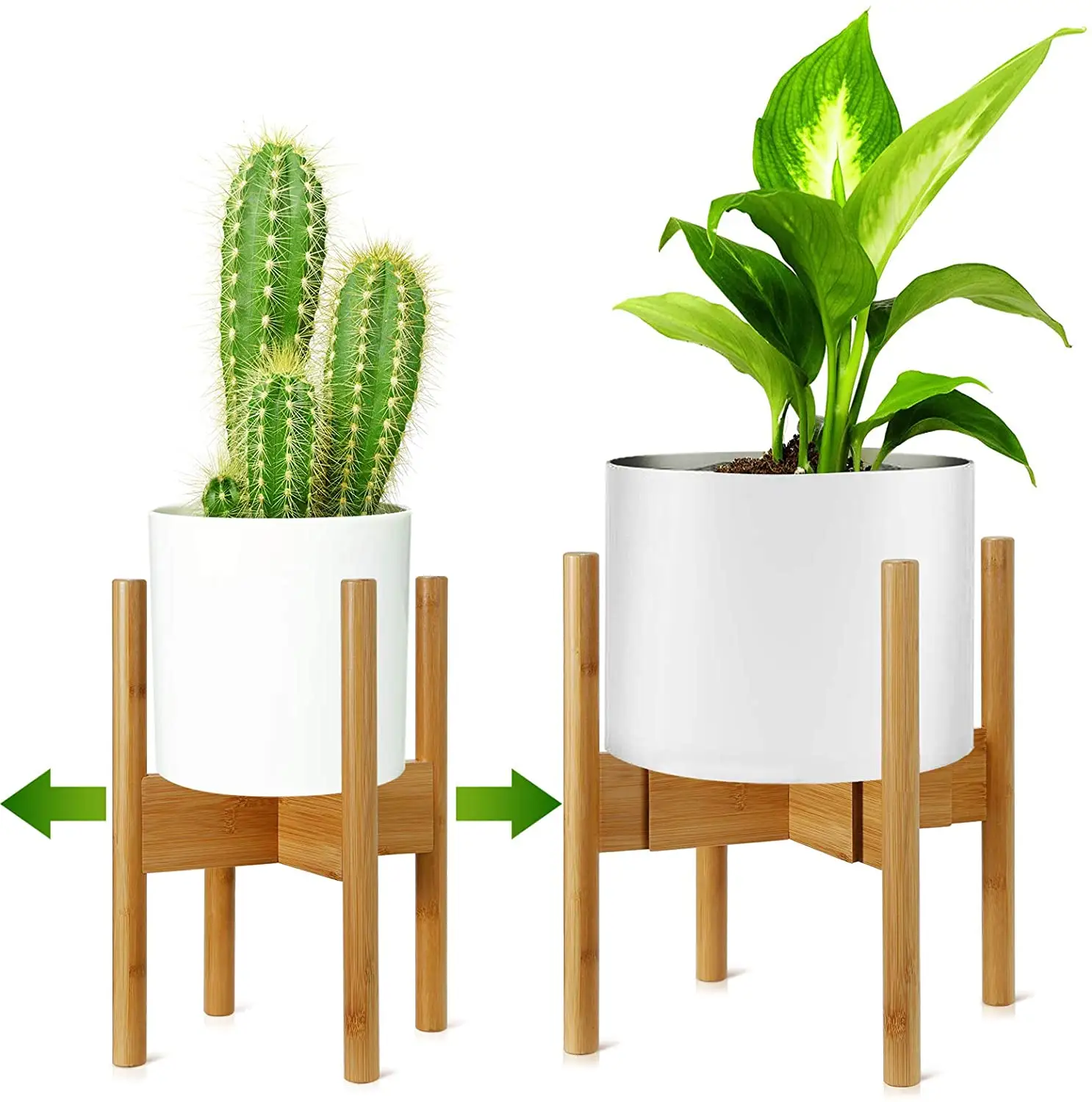 Artículos de decoración para el hogar, soporte para macetas de flores de bambú, estante ajustable para macetas para sala de estar, soporte para plantas de esquina interior