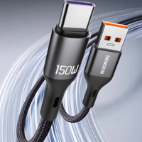 Câble de charge rapide tressé M28 150W 6A, cordon de données haute puissance à tête unique
