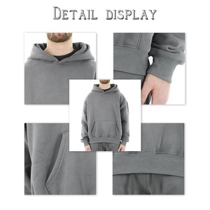 Vente en gros de sweats à capuche imperméables surdimensionnés de haute qualité en coton 100% 450 g/m² pour hommes, logo personnalisé imprimé à l'écran, sweats à capuche épais - Product Image 3