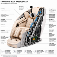 Fauteuil de massage à rouleaux zéro gravité, direct usine, AI 4D, double cœur chauffant, luxe, Shiatsu, pétrissage, étirement thaïlandais, flexible, SL Track, IA