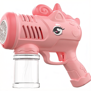Machine à <span class=keywords><strong>bulles</strong></span> électrique licorne et pistolet, souffleur automatique 13 trous, jouet en plastique rose et bleu pour filles - Product Image 6