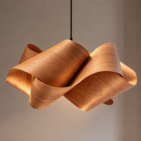 Lustre suspendu en bois avec lumière LED blanc chaud E26, abat-jour pour restaurant, hôtel, café, bar