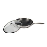 Ensemble de casseroles professionnelles en acier inoxydable tri-couches avec couvercle en verre, poignée antiadhésive et anti-chaleur, wok pour usage domestique et professionnel