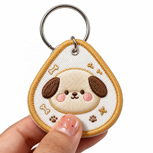 Porte-clés brodé personnalisé, broderie double face, porte-clés en tissu pour cadeau promotionnel d'entreprise, fabricant - Product Image 2