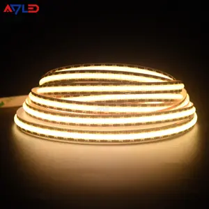 Strip LED COB potongan Mini 528LEDs/m 8mm DC12V 24V pita LED CRI 90 kepadatan tinggi cahaya hangat putih Bar linier