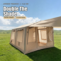 Tente de camping gonflable 400x300x220cm en tissu Oxford PVC, abri pliable quatre saisons imperméable pour l'extérieur