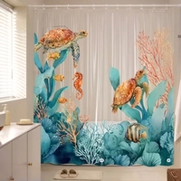 Rideau de douche et nappe imperméables en EVA à motif dessin animé aquarelle pour salle de bain et chambre à coucher – Accessoires de maison
