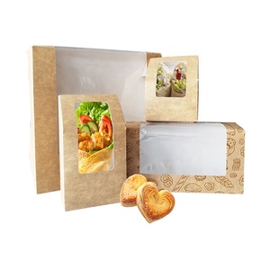 Cajas de pastelería para pasteles autoemergentes de grado alimenticio con ventana Cajas de postres de dulces Kraft marrones Cajas de panadería emergentes con impresión de logotipo personalizado - Product Image 6