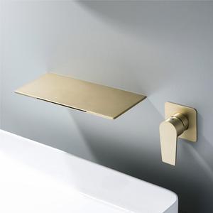 Jboyuan Wall Mounted Gold Concealed Basin Faucet Single Handle Waterfall Style Ceramic Valve Core Stainless Steel - Product Image 4