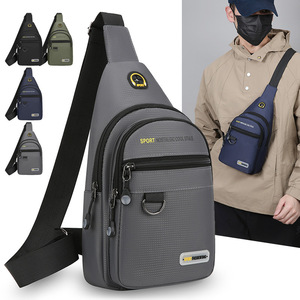 Men's Chest Bag Oxford Cloth Waterproof Crossbody Bag For Outdoor Travel Commuting Sports Army Green - Product Image 3