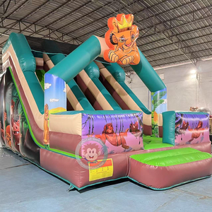 Toboggan gonflable commercial Le <span class=keywords><strong>Roi</strong></span> <span class=keywords><strong>Lion</strong></span> de dessin animé, toboggan rebondissant pour enfants, jouets de fête - Product Image 2