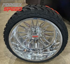 Roda tempa 22x12 24x14 26 28 inci 8x6.5 8x165.1 6x139.7 pelek roda mobil krom poles untuk F-150 F450 RAM1500 Silverado Jeep GMC - Product Image 5