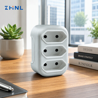Adaptateur de prise universelle ZHNL 10A 250V EU 2 broches, 3 prises, interrupteur, protection de sécurité, prise française et allemande