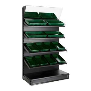 Espositore Mobile in Metallo Personalizzato OEM da 1200mm di Larghezza, Scaffalatura a 3 Ripiani per Supermercato, Robusta per Frutta e Verdura - Product Image 2