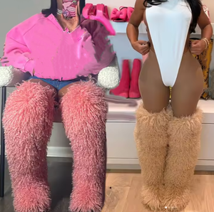 วิวิบลุค Z0203BT รองเท้าบูทขนสัตว์เทียมสำหรับผู้หญิง รุ่นใหม่ รองเท้าบูทกันหิมะ รองเท้าบูทสำหรับฤดูหนาวกลางแจ้ง รองเท้าบูทขนเฟอร์อุ่นๆ - Product Image 1