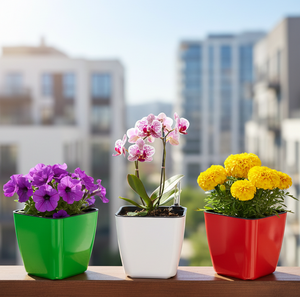 Pot de fleurs carré auto-arrosant de haute qualité avec réservoir d'eau intégré, jauge de niveau d'eau, jardinière en plastique durable pour intérieur et extérieur - Product Image 3