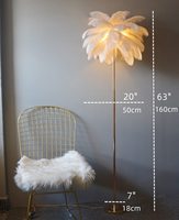 Lampadaire LED contemporain de luxe personnalisable en fer, design plume, base E27, étanche, commande tactile, multicolore