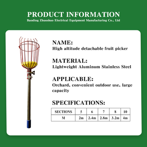 カスタマイズ可能 果物収穫器 伸縮ポールツール りんご オレンジ レモン 洋梨 マンゴー ピッカー - Product Image 5