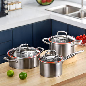 Maßgefertigte Küchenutensilien 3-teiliges Induktions-Topfset Edelstahl Glas Kochtopf für Haushalt und Camping Neujahrsfeier - Product Image 6