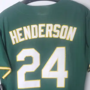 In Stock Men's Baseball Wear Oakland #24 HENDERSON PLAYERS BEST QUALITY EMBROIDERED BASEBALL JERSEY