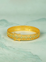 Bracelet jonc vintage pour femme en argent sterling 925 plaqué or, avec fermoir à charnière en filigrane et motif trèfle à quatre feuilles émaillé, vente en gros
