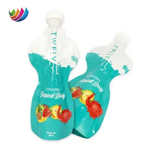 Custom Printed Aluminum Foil Bag Special Shaped Drink Beverage Pouch Bag Plastic Alcohol Packaging Spout Pouch
