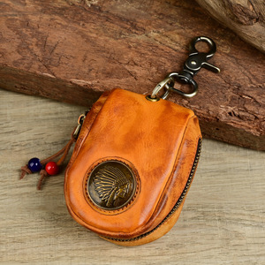 LLavero de Piel de Vaca Auténtica Retro Vintage, Funda de Cuero Curtido con Cremallera, Estilo Vintage, Hecha a Mano, Estilo Indio - Product Image 3
