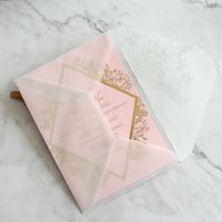 Israelische Hochzeitseinladungskarte mit Farbigem Druckmuster und Transparentem Umschlag