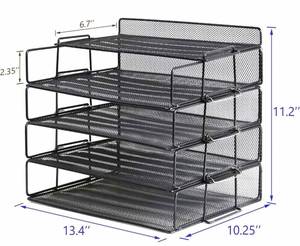 Étagère murale en métal à cinq niveaux pour journaux et magazines, support de classement A4, rangement de bureau - Product Image 4