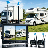 Caméra de recul sans fil 7 pouces IPS DVR 2 caméras sans fil Alimentation par allume-cigare Camion VR Véhicule utilitaire lourd