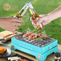 Mini Barbecue Grill Portable en Acier Inoxydable avec Dispositif de Sécurité Anti-Flamme pour Camping et Utilisation en Extérieur, pour Charbon de Bois