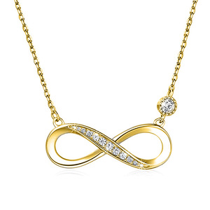 Collana Infinity con Diamanti Placcata in Oro Giallo con Diamanti Taglio Brillante Rotondo Stile Classico da Donna per Uso Quotidiano - Product Image 1