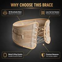 Ceinture lombaire professionnelle à lacets avec maille respirante 3D et anneau en D métallique pour réduire la fatigue du dos