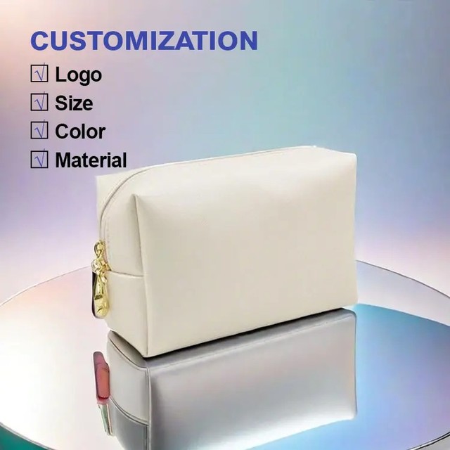 Trendy Vegan Leather Makeup Cosmetic Bags OEM Wholesale Woman Customized Leather Makeup Vanity Bag