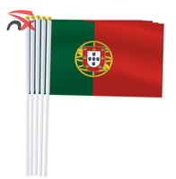 Drapeau de la Pologne en polyester de haute qualité, 14*21cm, vente en gros d'usine, drapeau portugais à agiter à la main pour l'extérieur