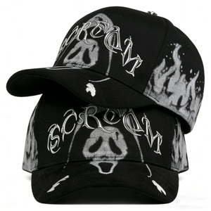 قبعة بيسبول رياضية عالية الجودة مخصصة بخمسة ألواح للرجال والنساء بتصميم هيب هوب أسود - Product Image 1