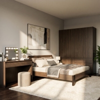 Ensemble de meubles de chambre à coucher modernes, lit simple ou double avec armoire de rangement, meubles de maison avec table de chevet et armoire de rangement pour hôtel