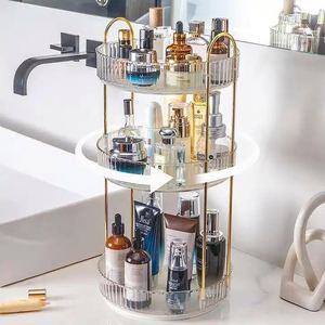 3 Tier Transparent 360 Dresser Rotating <b>Makeup</b> Cosmetic <b>Storage</b> Bathroom Organizer Countertop - Product Image 6