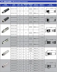 신호 M8 커넥터 4 핀 A 코딩 수 직선 플라스틱 쉘 항공 플러그 케이블 비 차폐 용 나사 조인트