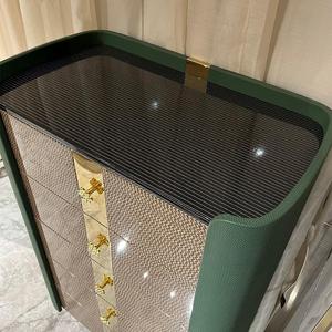 Bonne qualité design de luxe salon armoire de rangement tiroir en <span class=keywords><strong>bois</strong></span> couverture en cuir 5 commodes pour salon chambre - Product Image 3