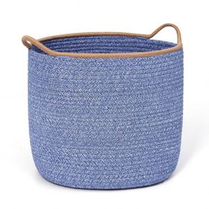 Cesto per Bucato in Vimini con Coperchio, Decorazione <span class=keywords><strong>da</strong></span> Parete in Rete Personalizzata per Bagno, Cubo Crescente Blu - Product Image 2