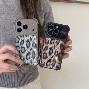 เคสโทรศัพท์ลายเสือดาวหนังแท้สำหรับ iPhone 17 16 15 14 Pro Max พร้อมกระจกกันกระแทกเลนส์กล้อง ฝาหลังลายสัตว์ รุ่นใหม่ - Product Image 4