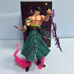 Statuetta d'Azione Samurai <span class=keywords><strong>One</strong></span> <span class=keywords><strong>Piece</strong></span> in Vendita, Modello GK Stile <span class=keywords><strong>One</strong></span>-Katana Starry Zoro a Doppia Testa in PVC, Giocattolo Espositivo Anime - Product Image 2